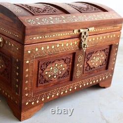 Antique Style Wooden Box Treasure Pirate Chest Collectible Vintage Gift