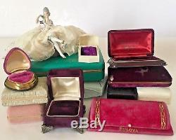 Antique Velvet Jewelry Presentation Box Lot 12 Push Button Ring Display VTG Pink