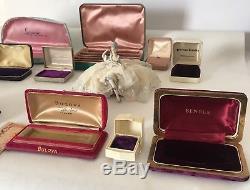 Antique Velvet Jewelry Presentation Box Lot 12 Push Button Ring Display VTG Pink