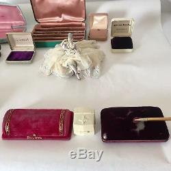 Antique Velvet Jewelry Presentation Box Lot 12 Push Button Ring Display VTG Pink