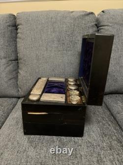 Antique Victorian Coromandel Traveling Vanity Box Brass Inlay Secret Doors