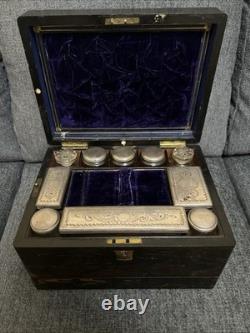 Antique Victorian Coromandel Traveling Vanity Box Brass Inlay Secret Doors