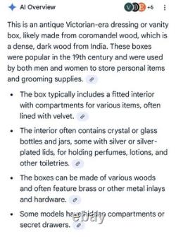 Antique Victorian Coromandel Traveling Vanity Box Brass Inlay Secret Doors