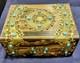 Antique Victorian Coromandel Wood Jewelry Box W Turquoise Blue Glass Jewels
