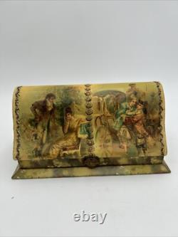 Antique Victorian Era Flip Open Vanity Toiletry Box 9.75x4.75x5