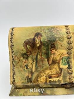 Antique Victorian Era Flip Open Vanity Toiletry Box 9.75x4.75x5