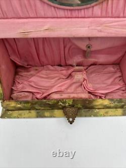 Antique Victorian Era Flip Open Vanity Toiletry Box 9.75x4.75x5