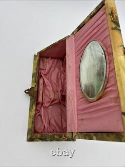 Antique Victorian Era Flip Open Vanity Toiletry Box 9.75x4.75x5