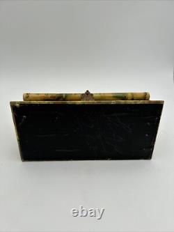 Antique Victorian Era Flip Open Vanity Toiletry Box 9.75x4.75x5