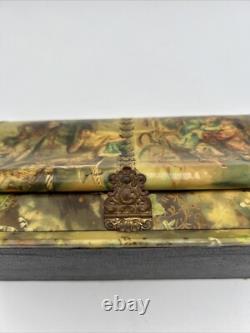 Antique Victorian Era Flip Open Vanity Toiletry Box 9.75x4.75x5
