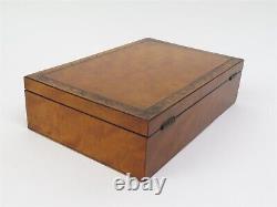 Antique Victorian Work Box Trinket Box with Key & Compartments 12 x 8 x 3.25