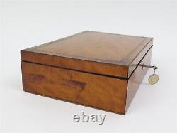 Antique Victorian Work Box Trinket Box with Key & Compartments 12 x 8 x 3.25