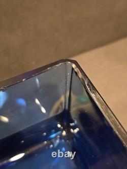 Antique Victorian cobalt glass box with bronze trim & turquoise accents (4)