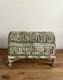 Antique Vintage Ancient Ceramic Clay Greek Key Decorated Casket Box Metal Stand