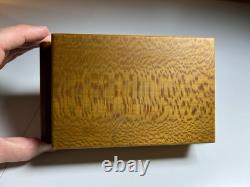 Antique Vintage Art Deco Playing Card Box Case Ornate QUILTED MAPLE Wood Wooden