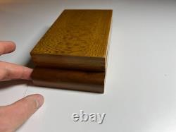 Antique Vintage Art Deco Playing Card Box Case Ornate QUILTED MAPLE Wood Wooden