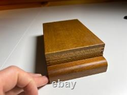 Antique Vintage Art Deco Playing Card Box Case Ornate QUILTED MAPLE Wood Wooden