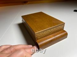 Antique Vintage Art Deco Playing Card Box Case Ornate QUILTED MAPLE Wood Wooden