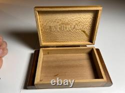 Antique Vintage Art Deco Playing Card Box Case Ornate QUILTED MAPLE Wood Wooden