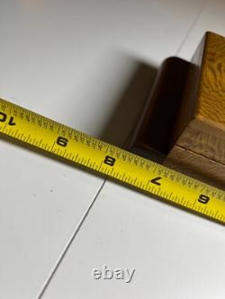 Antique Vintage Art Deco Playing Card Box Case Ornate QUILTED MAPLE Wood Wooden