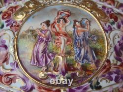 Antique Vintage Capodimonte Italy Lg Footed Hinged Box Jewelry Casket 8 1/4