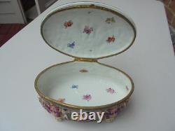 Antique Vintage Capodimonte Italy Lg Footed Hinged Box Jewelry Casket 8 1/4