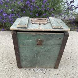 Antique Vintage Dairy Wooden Milk Delivery Box Green