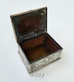 Antique Vintage French Trincket Box Engraved Silver Plated Meissonier & Bottini