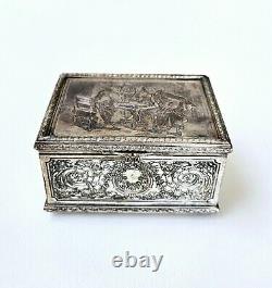 Antique Vintage French Trincket Box Engraved Silver Plated Meissonier & Bottini