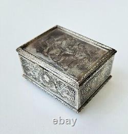 Antique Vintage French Trincket Box Engraved Silver Plated Meissonier & Bottini