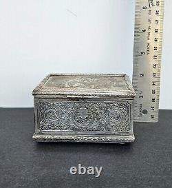 Antique Vintage French Trincket Box Engraved Silver Plated Meissonier & Bottini