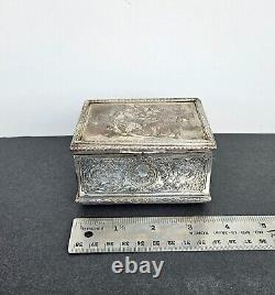 Antique Vintage French Trincket Box Engraved Silver Plated Meissonier & Bottini