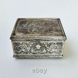 Antique Vintage French Trincket Box Engraved Silver Plated Meissonier & Bottini