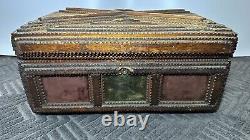 Antique Vintage Tramp Art Wooden Box 1880-s