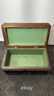 Antique Vintage Tramp Art Wooden Box 1880-s