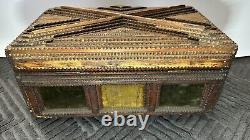 Antique Vintage Tramp Art Wooden Box 1880-s