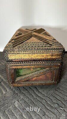 Antique Vintage Tramp Art Wooden Box 1880-s