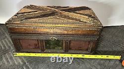 Antique Vintage Tramp Art Wooden Box 1880-s