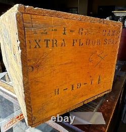 Antique Vintage pitcairn Varnish Wood Crate Box With Lid Advertising Sign Paint