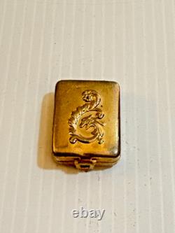 Antique Vtg Dragon Miniature Stamp Trinket Pill Box w Hidden Hook Hanger