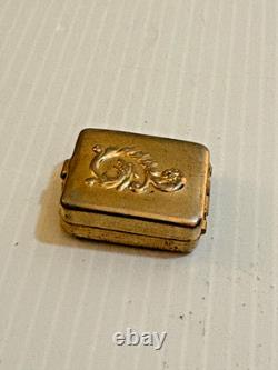 Antique Vtg Dragon Miniature Stamp Trinket Pill Box w Hidden Hook Hanger