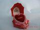 Antique Vtg Victorian Art Nouveau Red Heart Celluloid Ring Box Warner Plastic