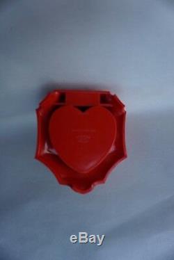 Antique Vtg Victorian Art Nouveau Red Heart Celluloid Ring Box Warner Plastic