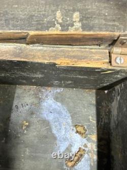 Antique Wood & Brass Hand Crafted Hinged Half Round Top Storage Box Vintage