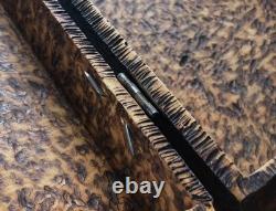 Antique Wood Burned Metal Hinged Wooden Pyrography Box