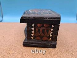 Antique Wood Handpainted Effigy Box By Northwestern Indigenous People Tribal