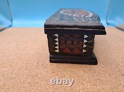 Antique Wood Handpainted Effigy Box By Northwestern Indigenous People Tribal