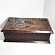 Antique Wooden Box Large Chip Carved Wood Trinket Jewellery Treasure Holder (t3)