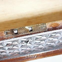 Antique Wooden Box Large Chip Carved Wood Trinket Jewellery Treasure Holder (t3)