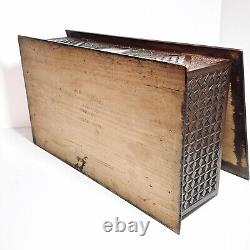 Antique Wooden Box Large Chip Carved Wood Trinket Jewellery Treasure Holder (t3)